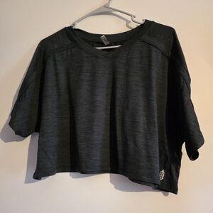 FP Movement by Free People Charcoal Short Sleeve Crop Tee